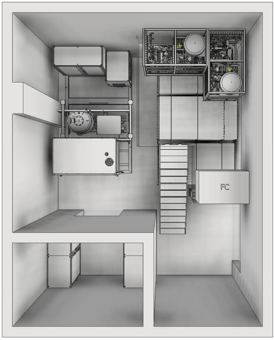 Grundriss eines Technikraums mit Triewald INDUSTRY