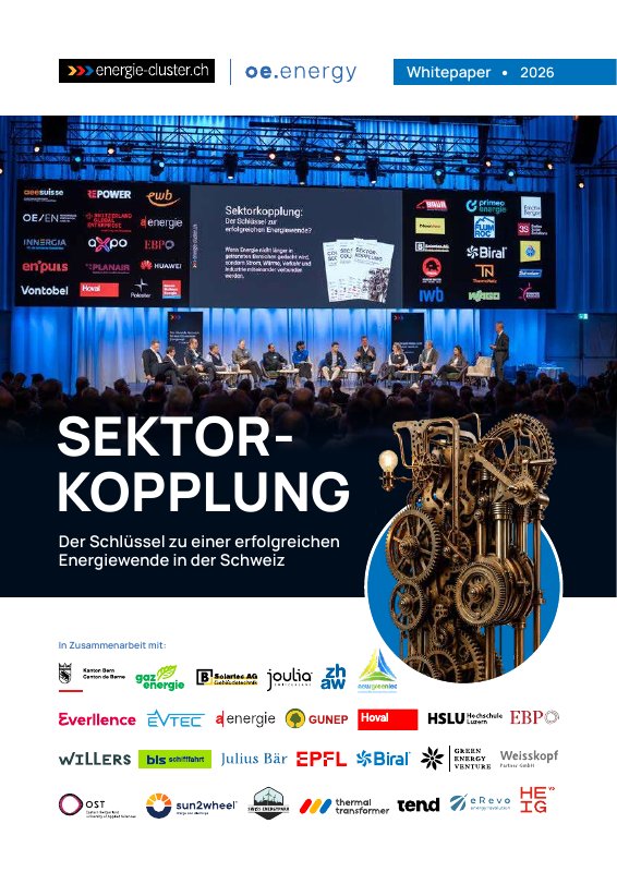 Titelseite des Whitepapers Sektorkopplung 2026 von energie-cluster.ch